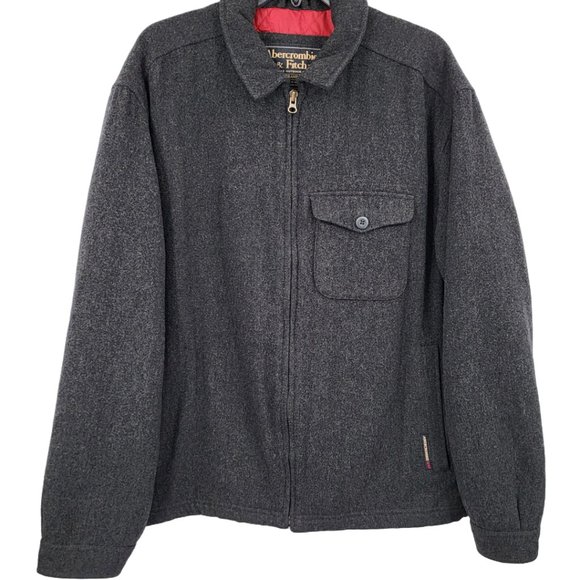 Abercrombie & Fitch Mens Large Gray‎ Wool Blend Lined Coat Jacket